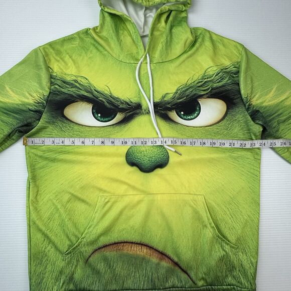 Grinch Hoodie Men’s Large Green 3D Graphic Christmas Pullover Sweatshirt Holiday - Picture 8 of 8